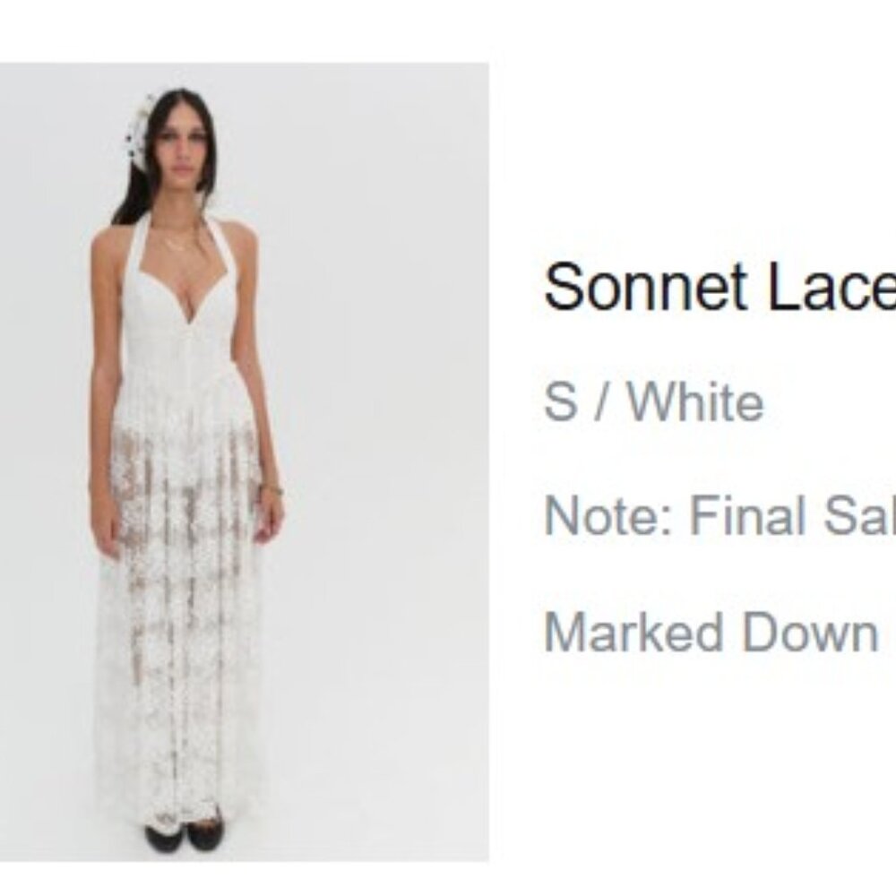 For Love & Lemons Sonnet Lace Maxi Dress White / S